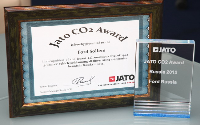 Ford получил престижную награду JATO CO₂ Award в России