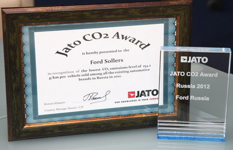 Ford получил престижную награду JATO CO₂ Award в России