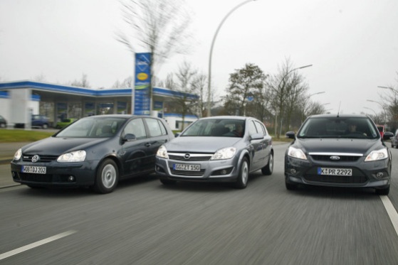  Ford Focus, Opel Astra  VW Golf